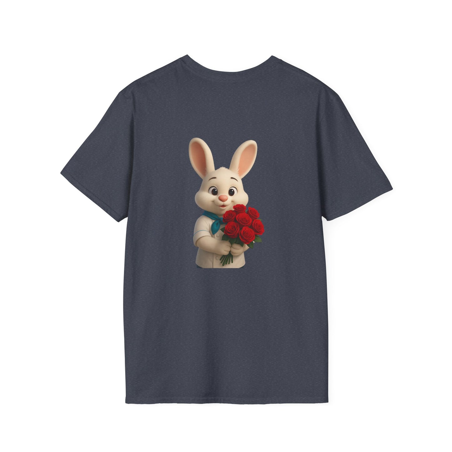 Cute Bunny Floral T-Shirt, Unisex Softstyle Tee for Easter, Gift for Kids, Happy Spring Apparel, Funny Bunny Shirt