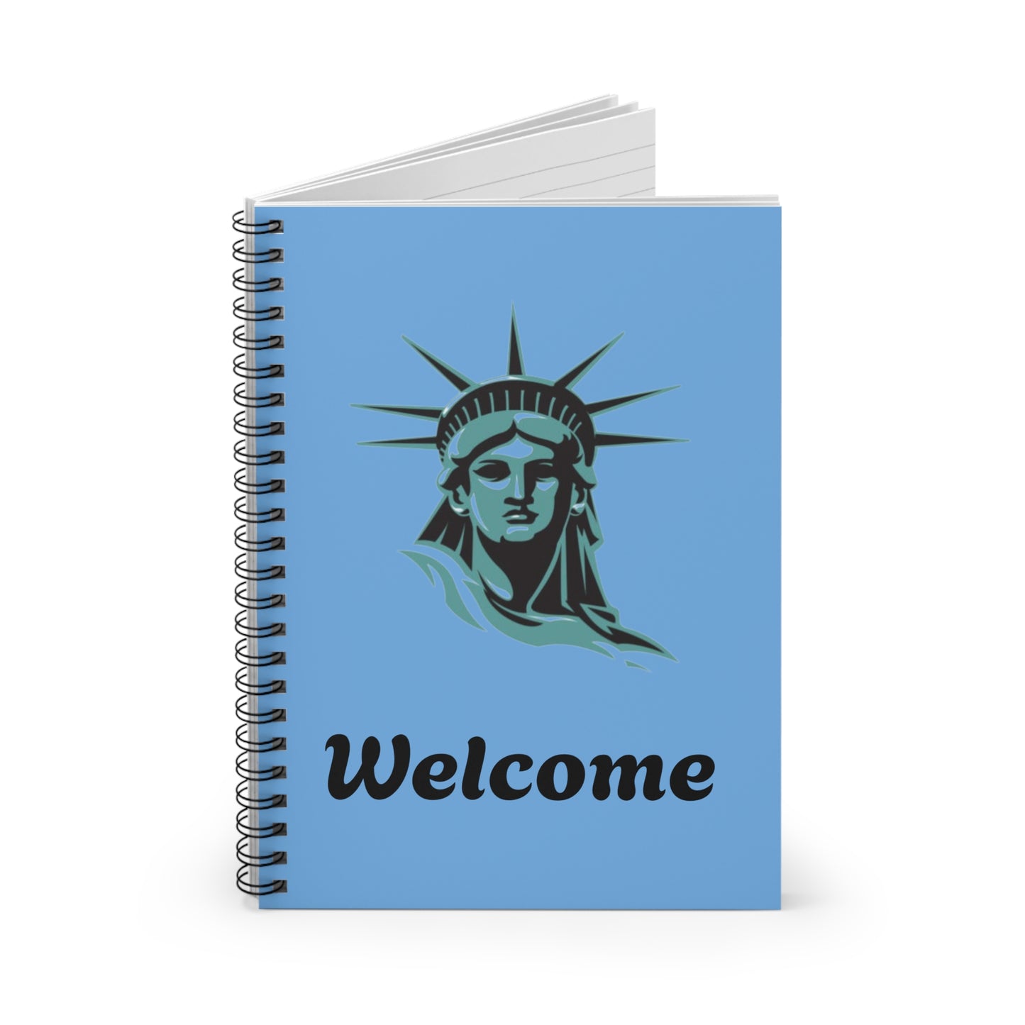 Welcome Spiral Notebook - Statue of Liberty Design, Ideal for Students, Journaling, Gifts for Graduates, Stationery, Travel Diary