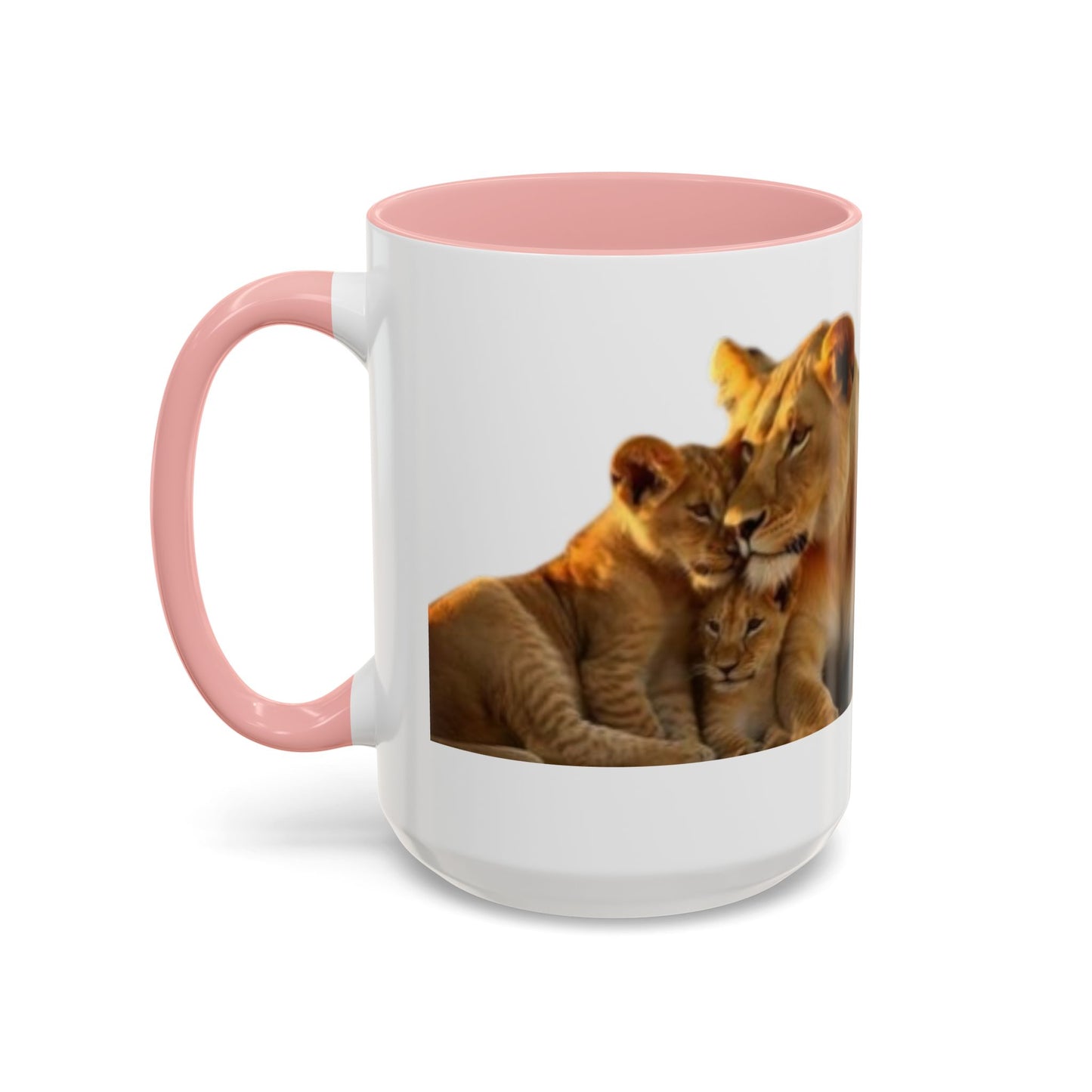 Lion Family Accent Coffee Mug - Perfect for Animal Lovers, Home Decor, Gifts, Wildlife Enthusiasts, Mother's Day