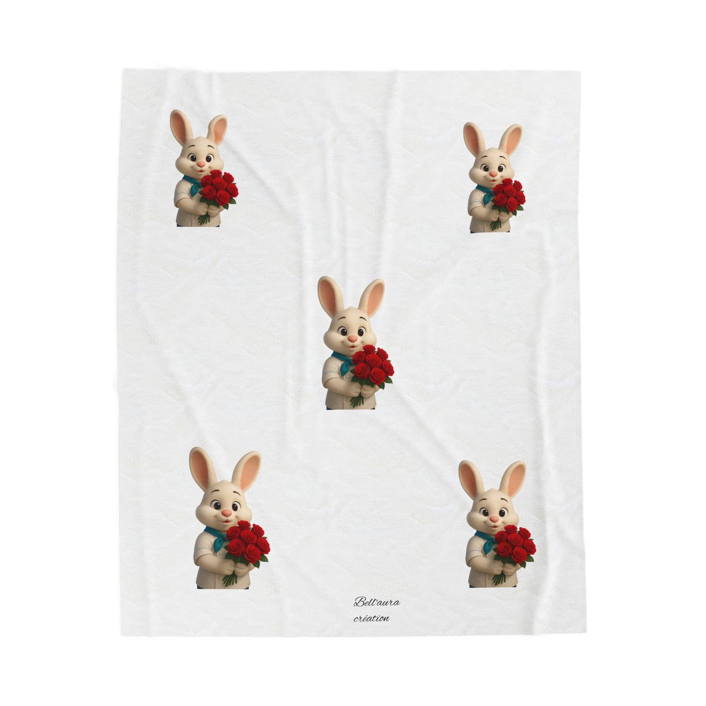 Cute Bunny Velveteen Plush Blanket - Cozy Decor for Kids' Rooms, Baby Showers, Easter, Gifts, Soft Snuggles