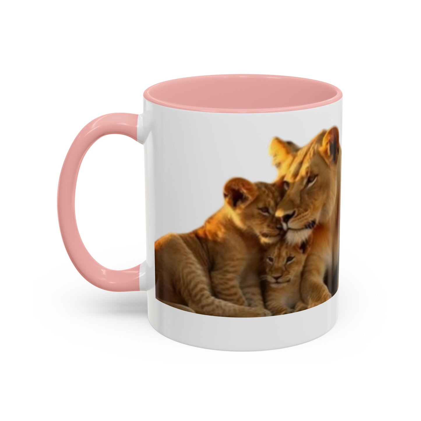 Lion Family Accent Coffee Mug - Perfect for Animal Lovers, Home Decor, Gifts, Wildlife Enthusiasts, Mother's Day