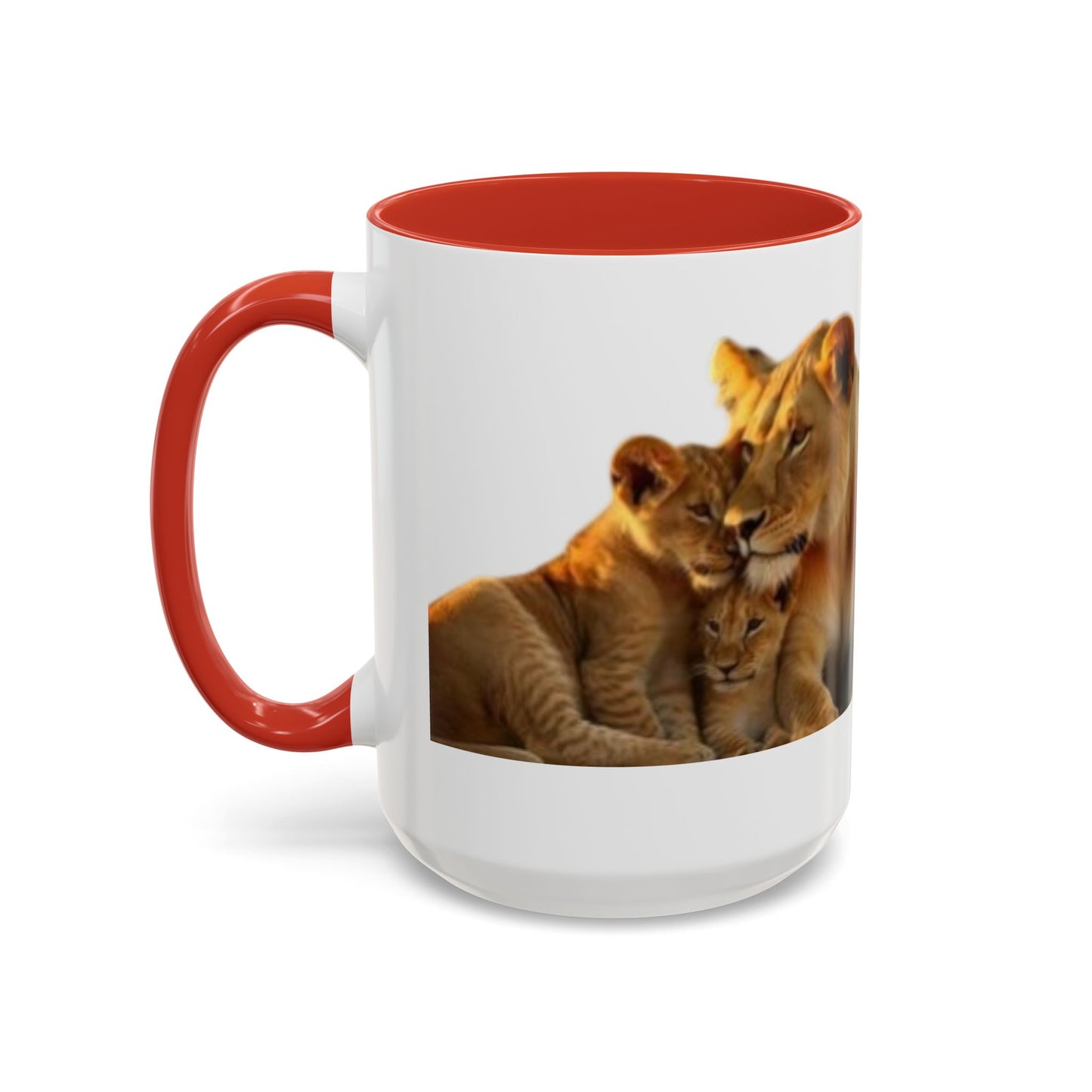 Lion Family Accent Coffee Mug - Perfect for Animal Lovers, Home Decor, Gifts, Wildlife Enthusiasts, Mother's Day