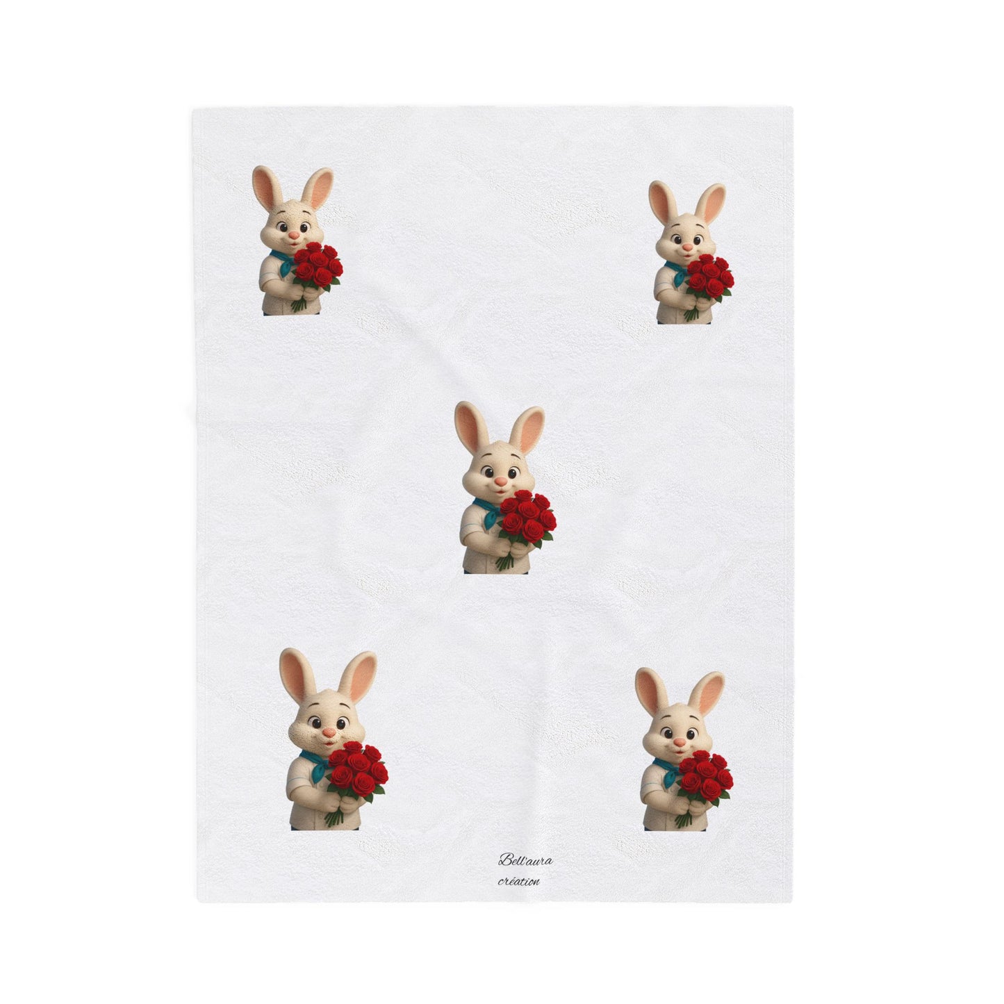 Cute Bunny Velveteen Plush Blanket - Cozy Decor for Kids' Rooms, Baby Showers, Easter, Gifts, Soft Snuggles