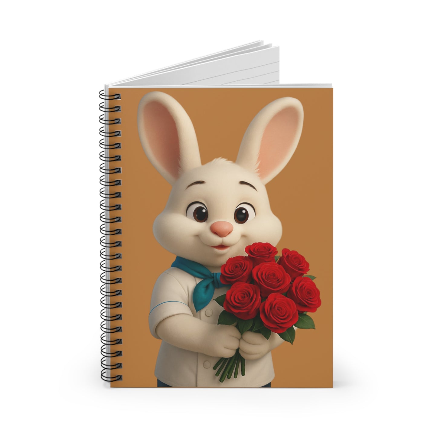 Cute Bunny Spiral Notebook for Kids, Flower Notebook Gift, Back to School Supplies, Floral Journal, Cute Animal Stationery