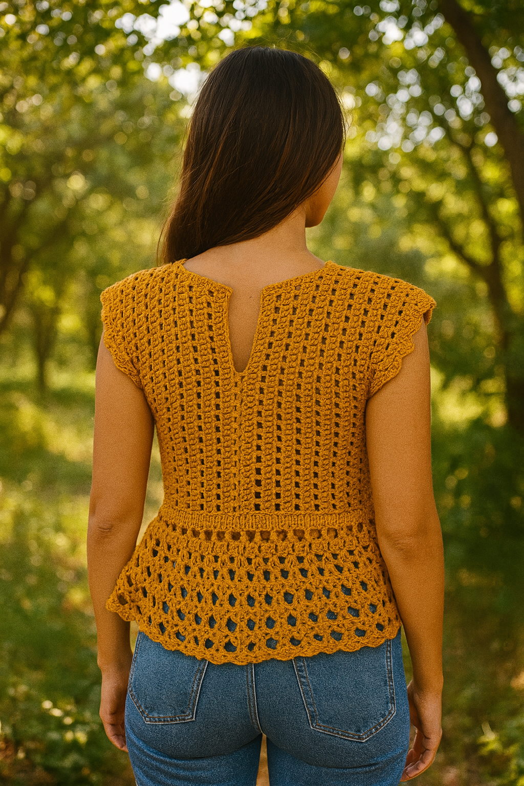 Top d'Été au Crochet – Jaune Or – Fait Main – Taille S