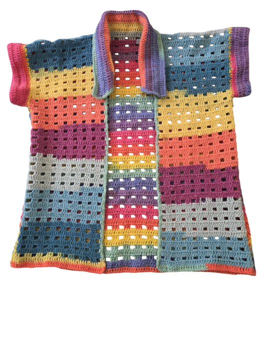 Chemise au Crochet Femme – Multicolore – Fait Main