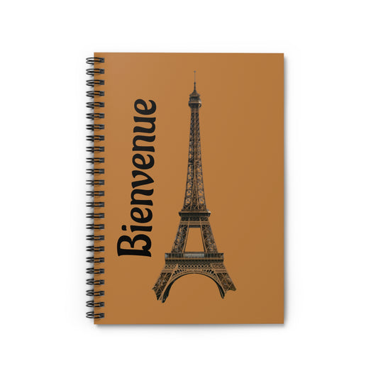 Elegant Eiffel Tower Spiral Notebook, Paris-themed Journal, Travel Planner, Gift for Writers, School Supplies, Bienvenue Design