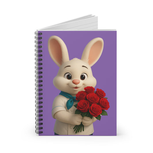 Adorable Bunny Spiral Notebook for Kids, Cute Gift for Easter, School Supplies, Journaling, Flower Lover's Notebook