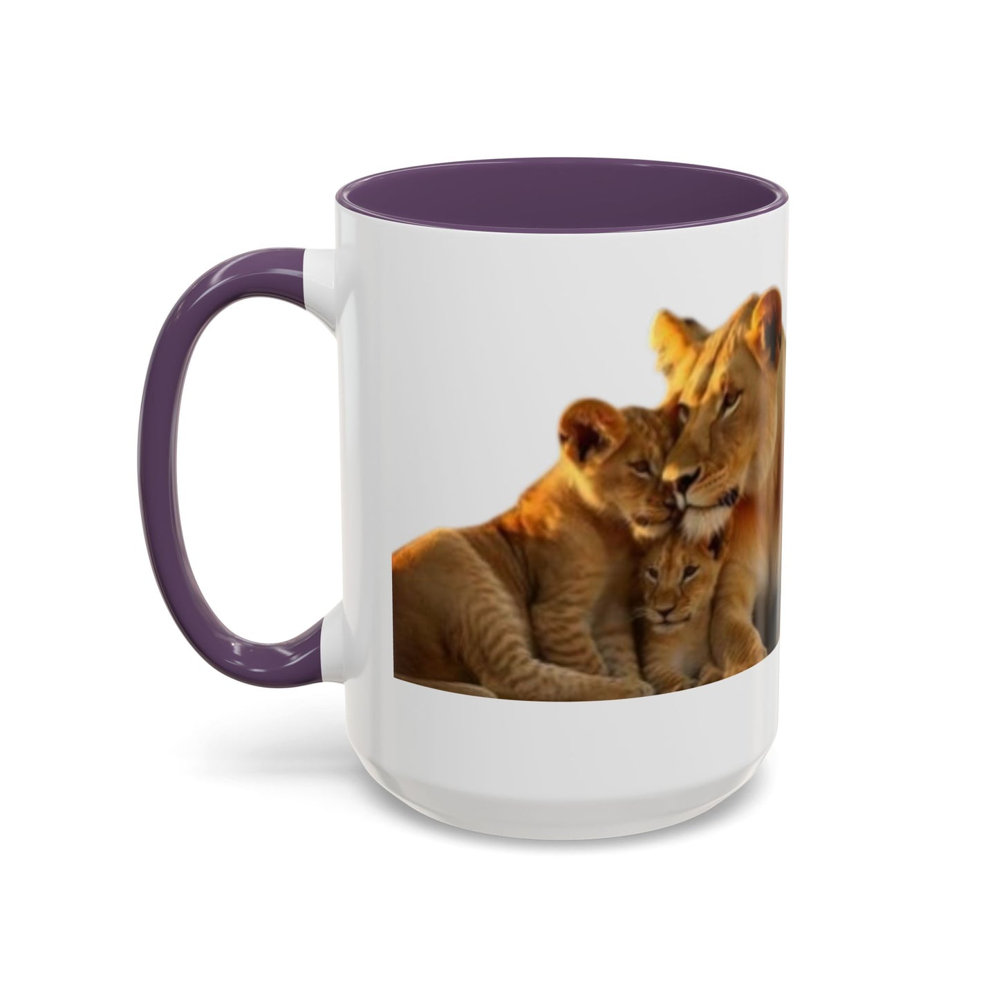 Lion Family Accent Coffee Mug - Perfect for Animal Lovers, Home Decor, Gifts, Wildlife Enthusiasts, Mother's Day