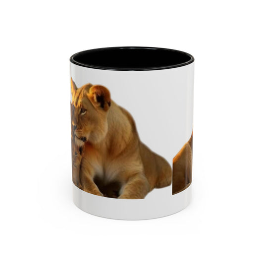 Lion Family Accent Coffee Mug - Perfect for Animal Lovers, Home Decor, Gifts, Wildlife Enthusiasts, Mother's Day