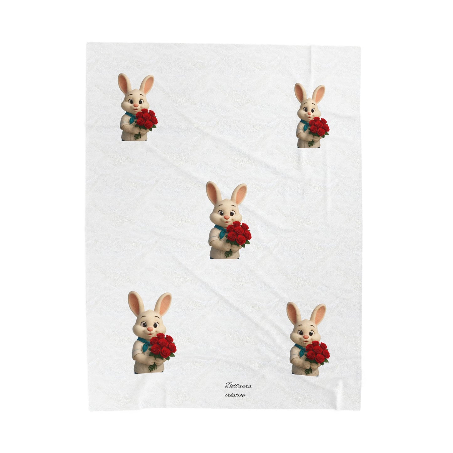 Cute Bunny Velveteen Plush Blanket - Cozy Decor for Kids' Rooms, Baby Showers, Easter, Gifts, Soft Snuggles