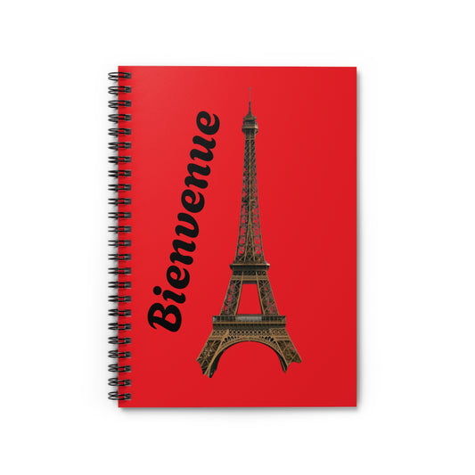 Eiffel Tower Spiral Notebook - Bienvenue | Perfect for Paris Lovers, Journaling, School, Travel, Gifts
