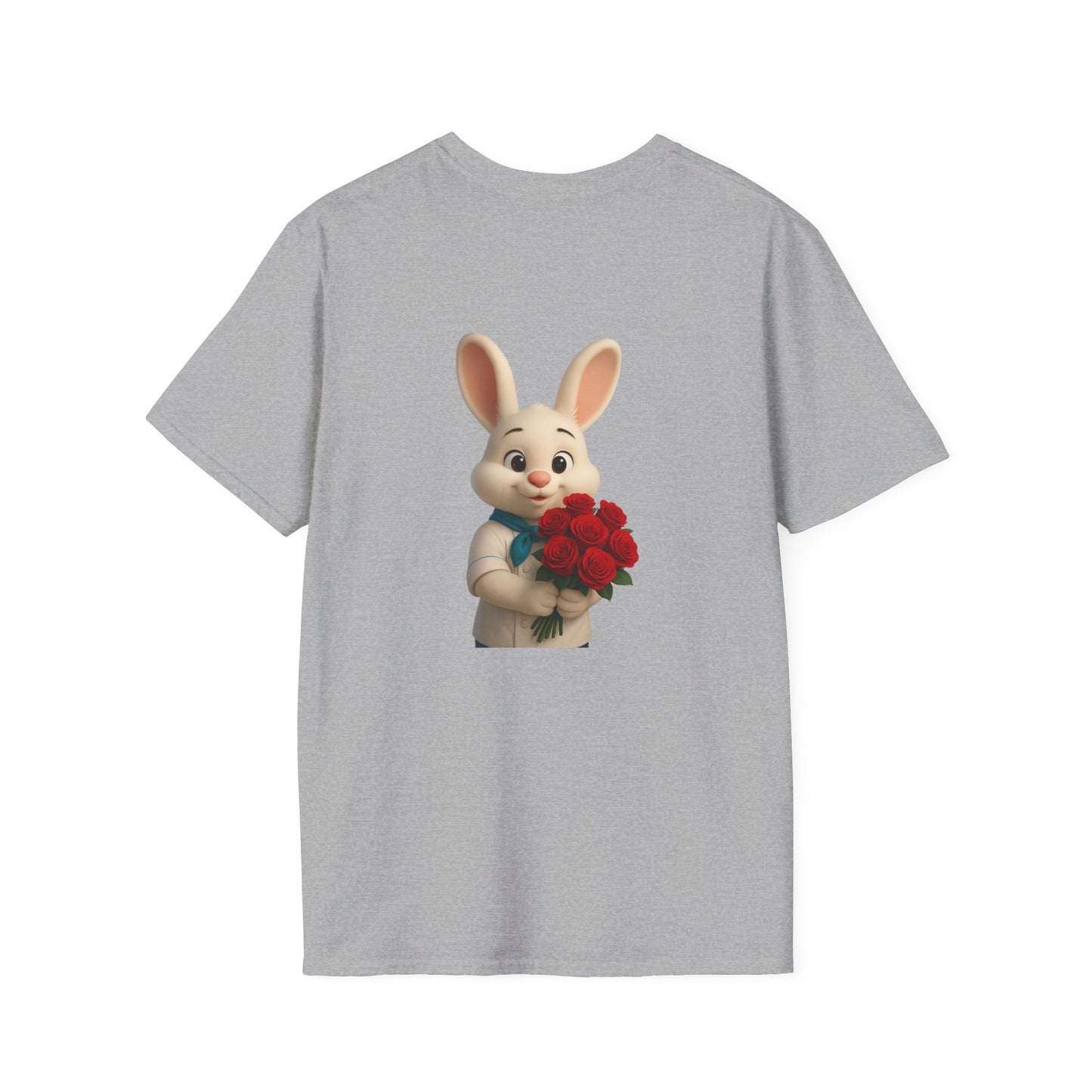 Cute Bunny Floral T-Shirt, Unisex Softstyle Tee for Easter, Gift for Kids, Happy Spring Apparel, Funny Bunny Shirt