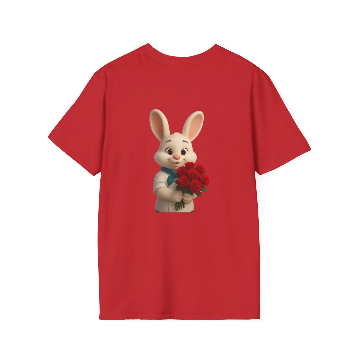 Cute Bunny Floral T-Shirt, Unisex Softstyle Tee for Easter, Gift for Kids, Happy Spring Apparel, Funny Bunny Shirt