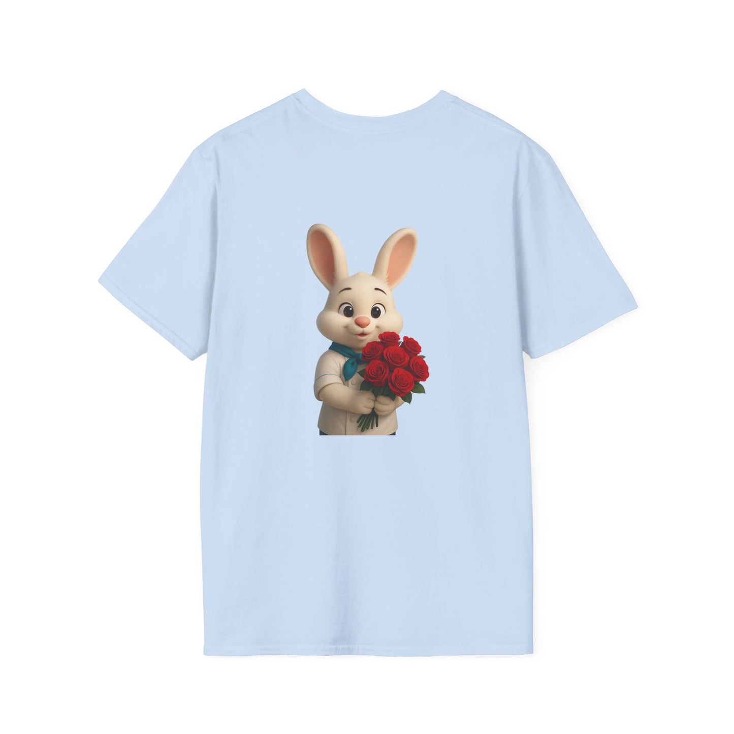 Cute Bunny Floral T-Shirt, Unisex Softstyle Tee for Easter, Gift for Kids, Happy Spring Apparel, Funny Bunny Shirt