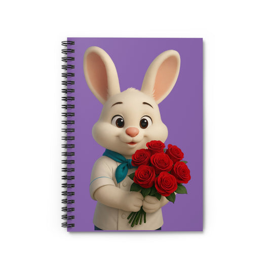 Adorable Bunny Spiral Notebook for Kids, Cute Gift for Easter, School Supplies, Journaling, Flower Lover's Notebook