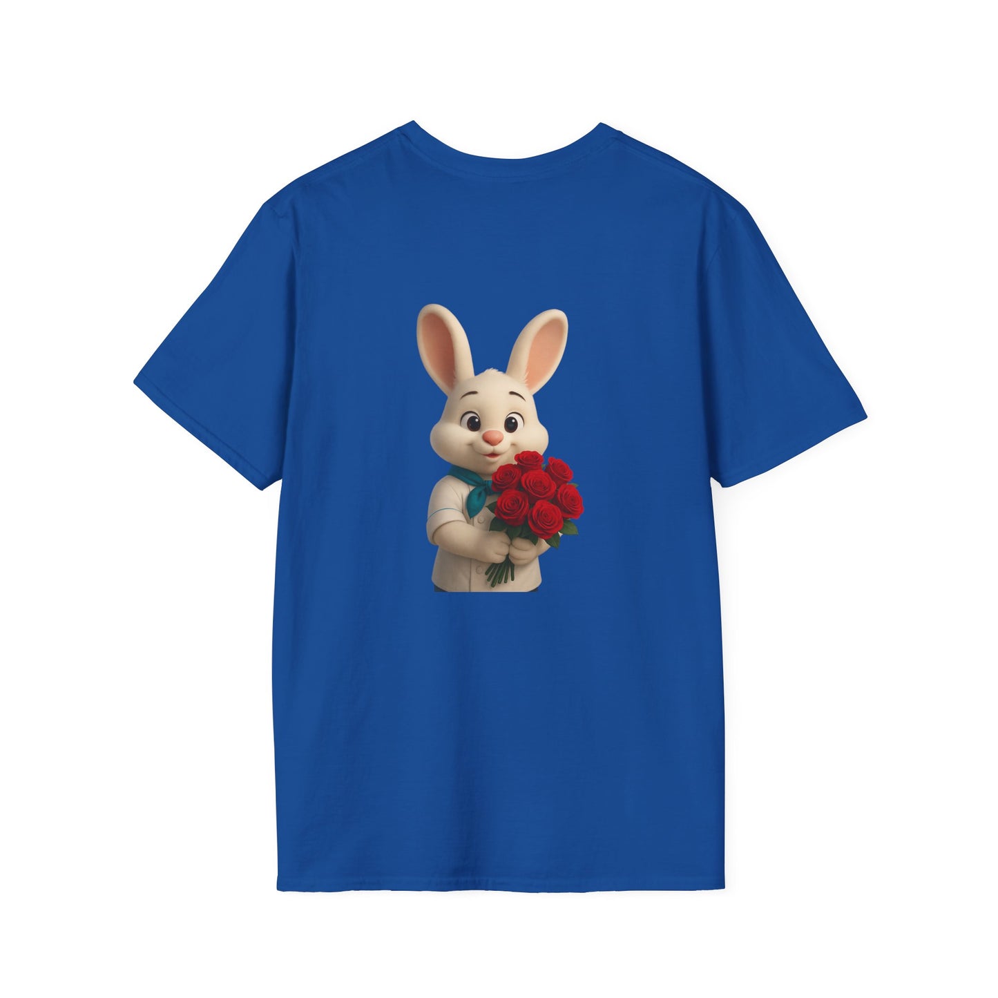 Cute Bunny Floral T-Shirt, Unisex Softstyle Tee for Easter, Gift for Kids, Happy Spring Apparel, Funny Bunny Shirt