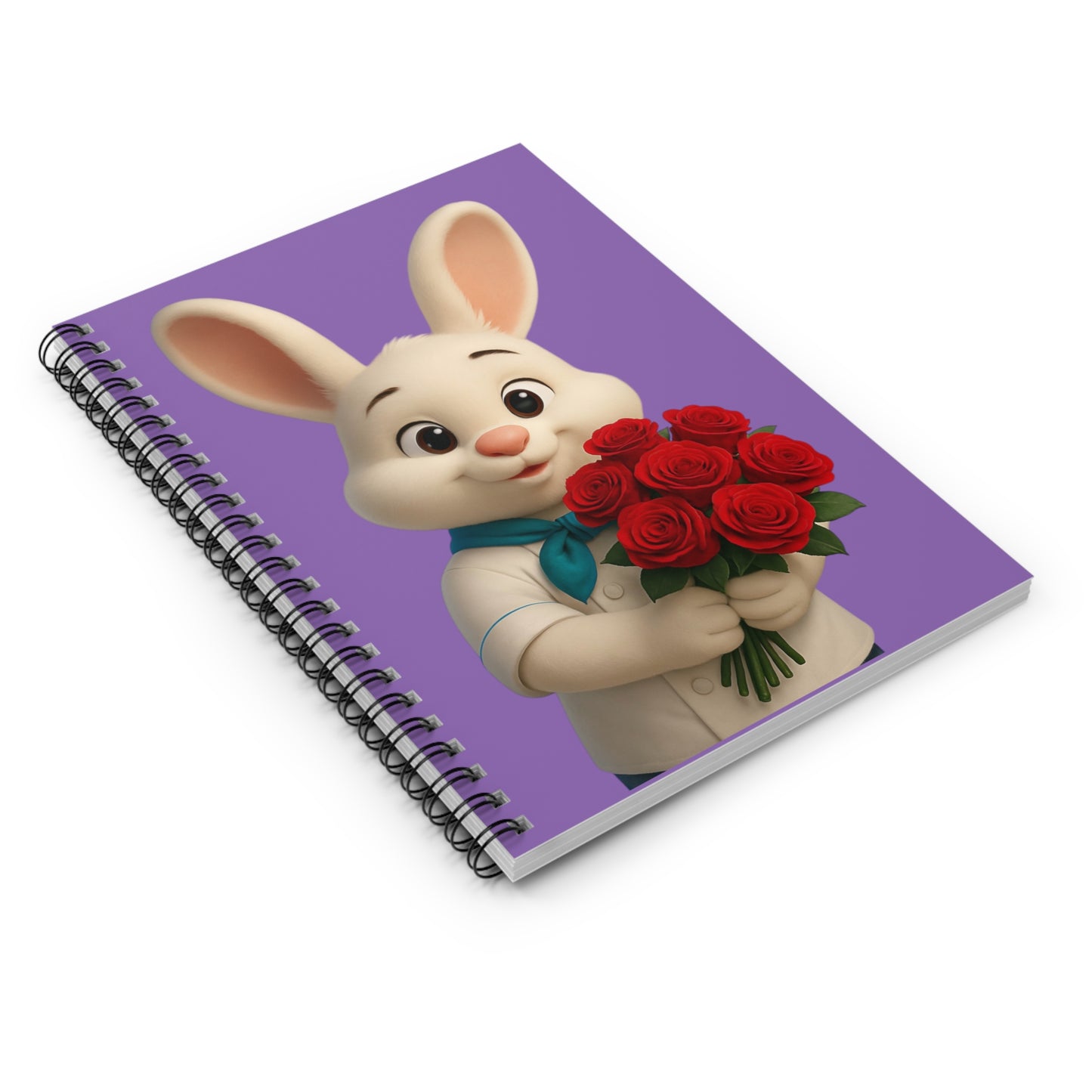 Adorable Bunny Spiral Notebook for Kids, Cute Gift for Easter, School Supplies, Journaling, Flower Lover's Notebook
